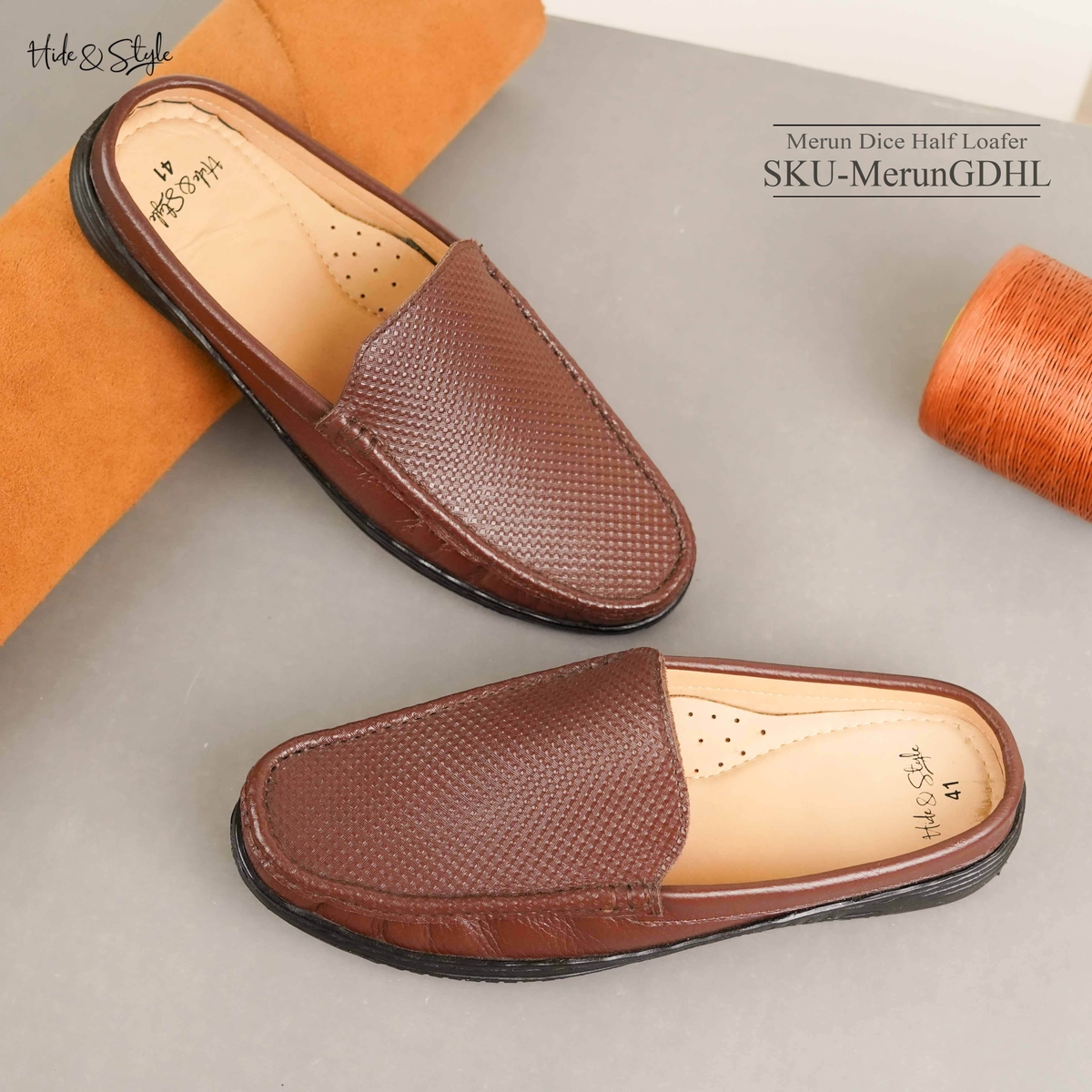 Maroon Dice Half Loafer
