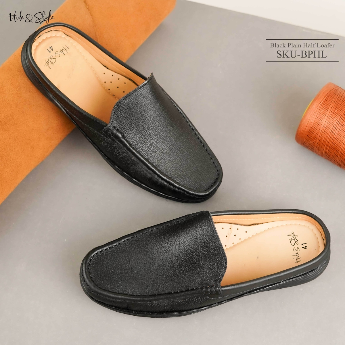 Black Plain Half Loafer